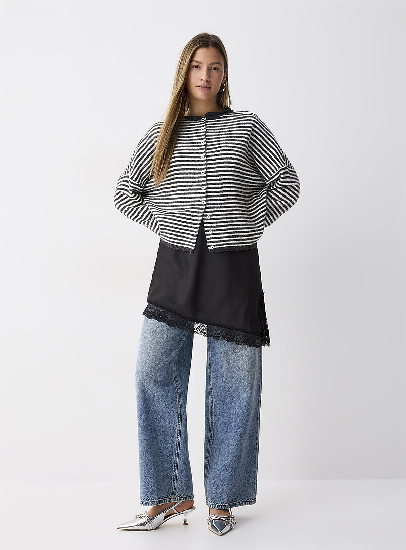 Things Between: Le cardigan tricot duveteux Bleu pour femme
