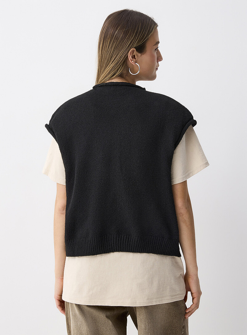 Things Between: Le gilet bords roulott&eacute;s Bleu p&acirc;le - Bleu ciel pour femme