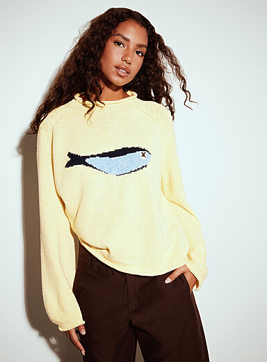 Things Between Corn/Vanilla Yellow Sardine boxy-fit sweater for women