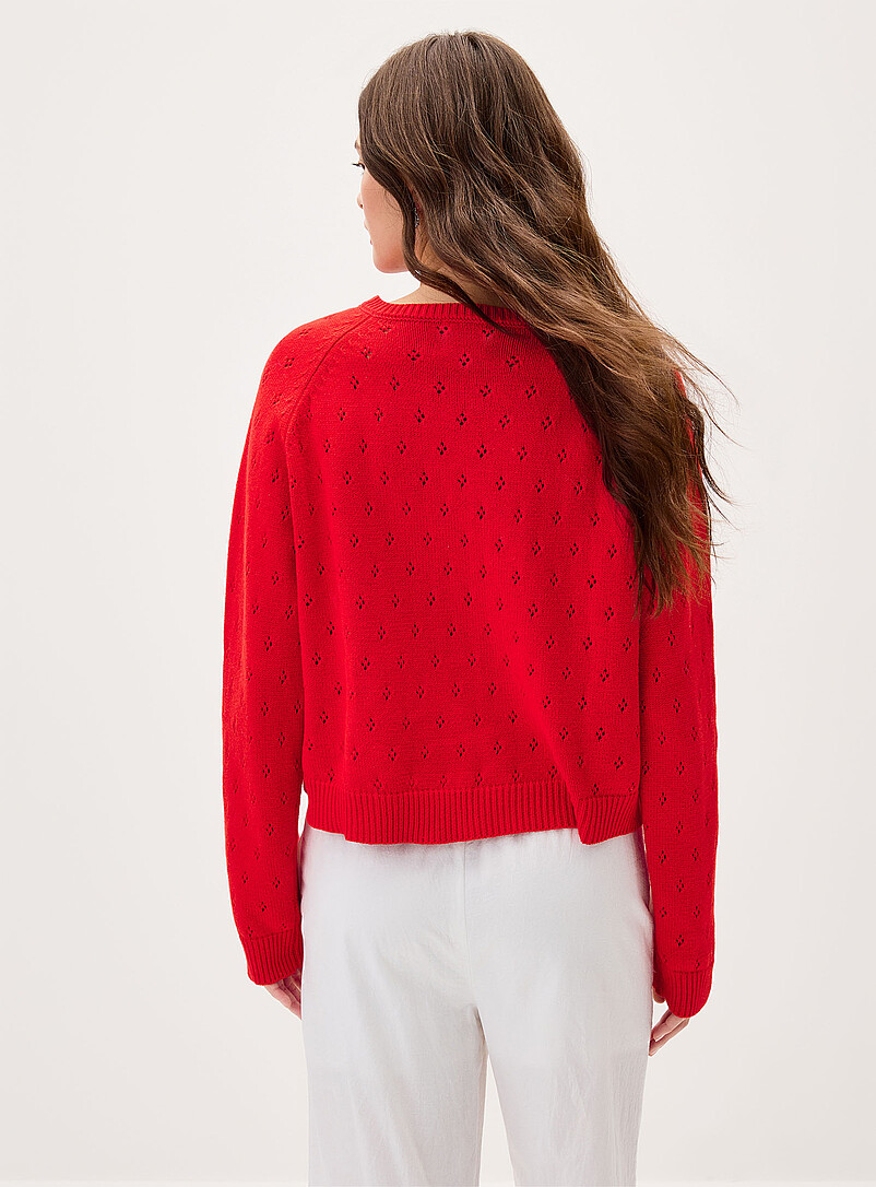 Things Between Red Pointelle knit red cardigan for women