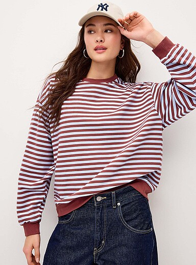 Contrast stripes loose sweater