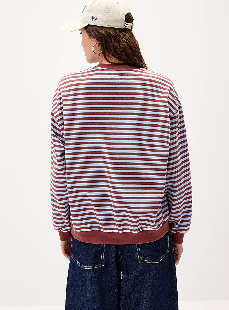 Things Between Patterned brown  Contrast stripes loose sweater for women