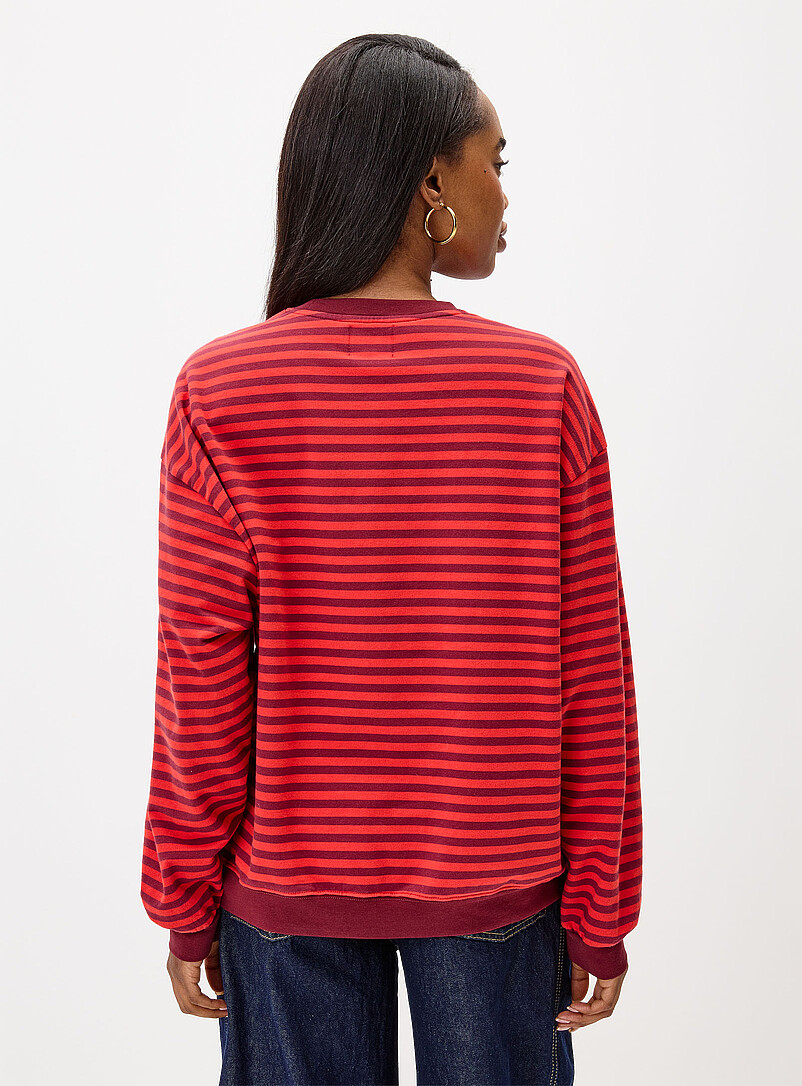 Things Between: Le chandail ample rayures contrastes Brun &agrave; motif pour femme