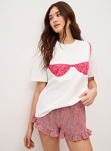 Things Between: Le t-shirt imprim&eacute; maillot de bain Blanc pour femme