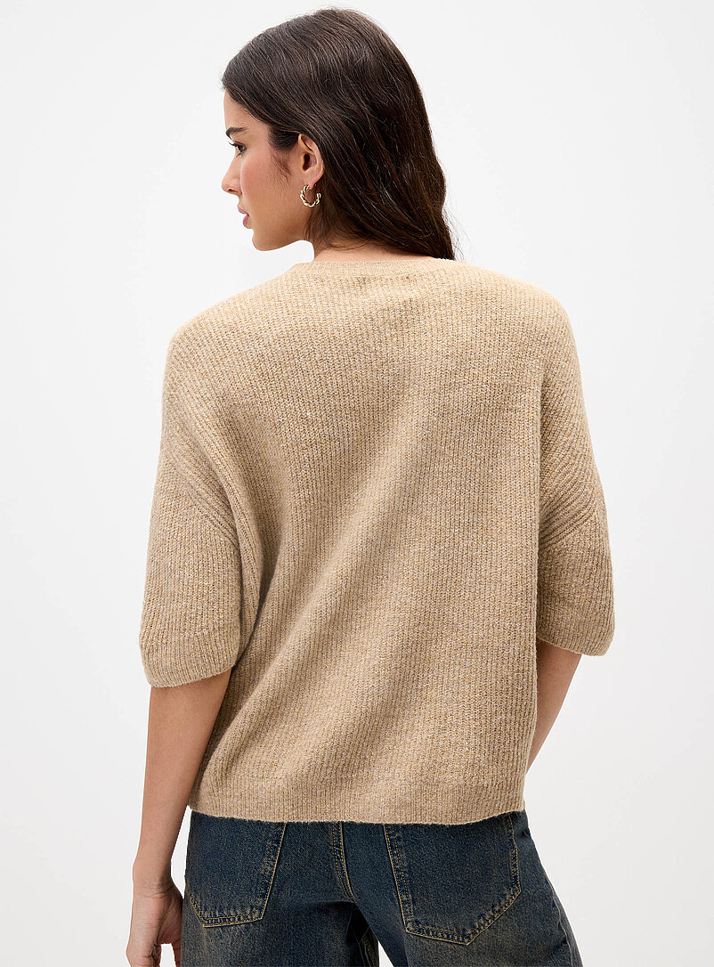Things Between: Le cardigan manches courtes c&ocirc;tes perl&eacute;es Rouge pour femme