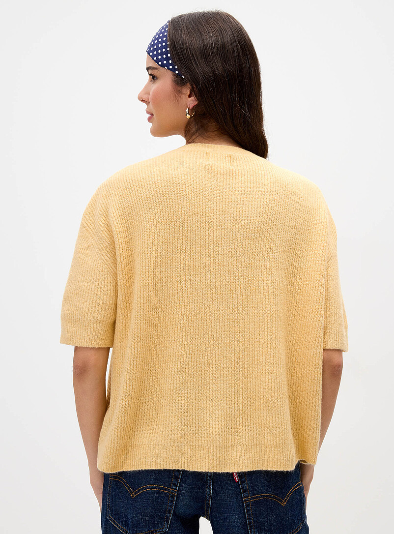 Things Between Red Shaker-rib short-sleeve cardigan for women