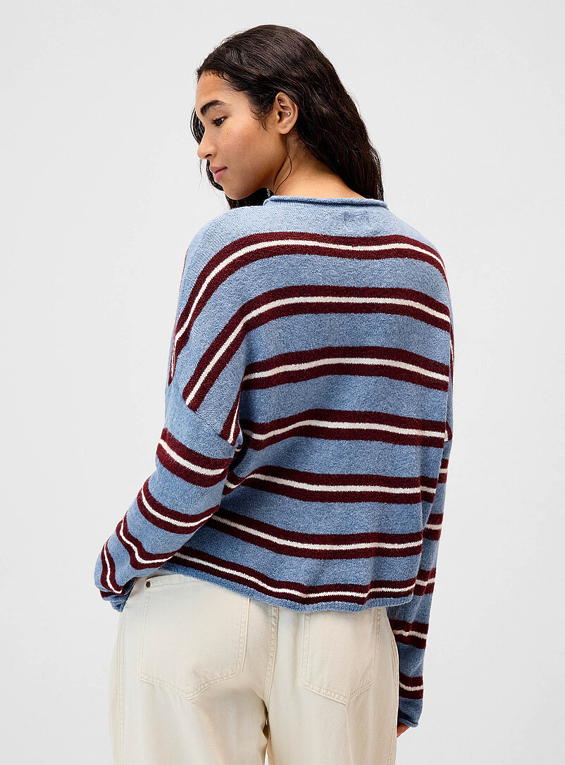 Things Between: Le cardigan ray&eacute; bordures roulott&eacute;es Rose pour femme