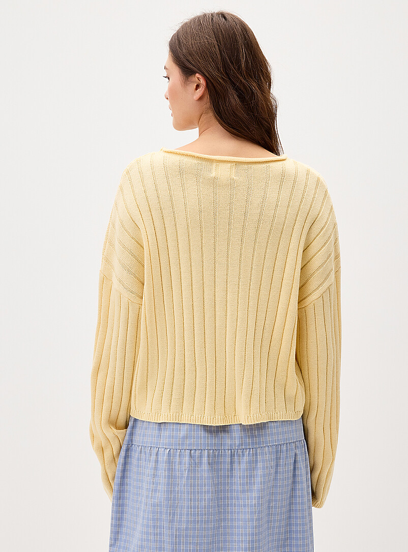 Things Between: Le cardigan boutons &eacute;toiles pastel Jaune ma&iuml;s - Vanille pour femme