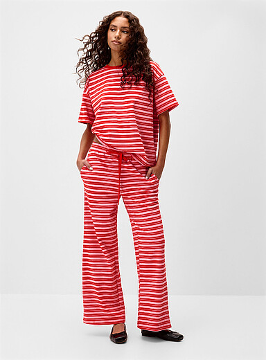 Double-striped drawcord-waist pant