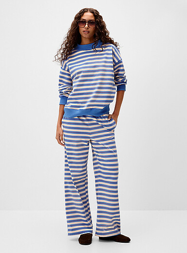 Horizontal stripes elastic waist pant