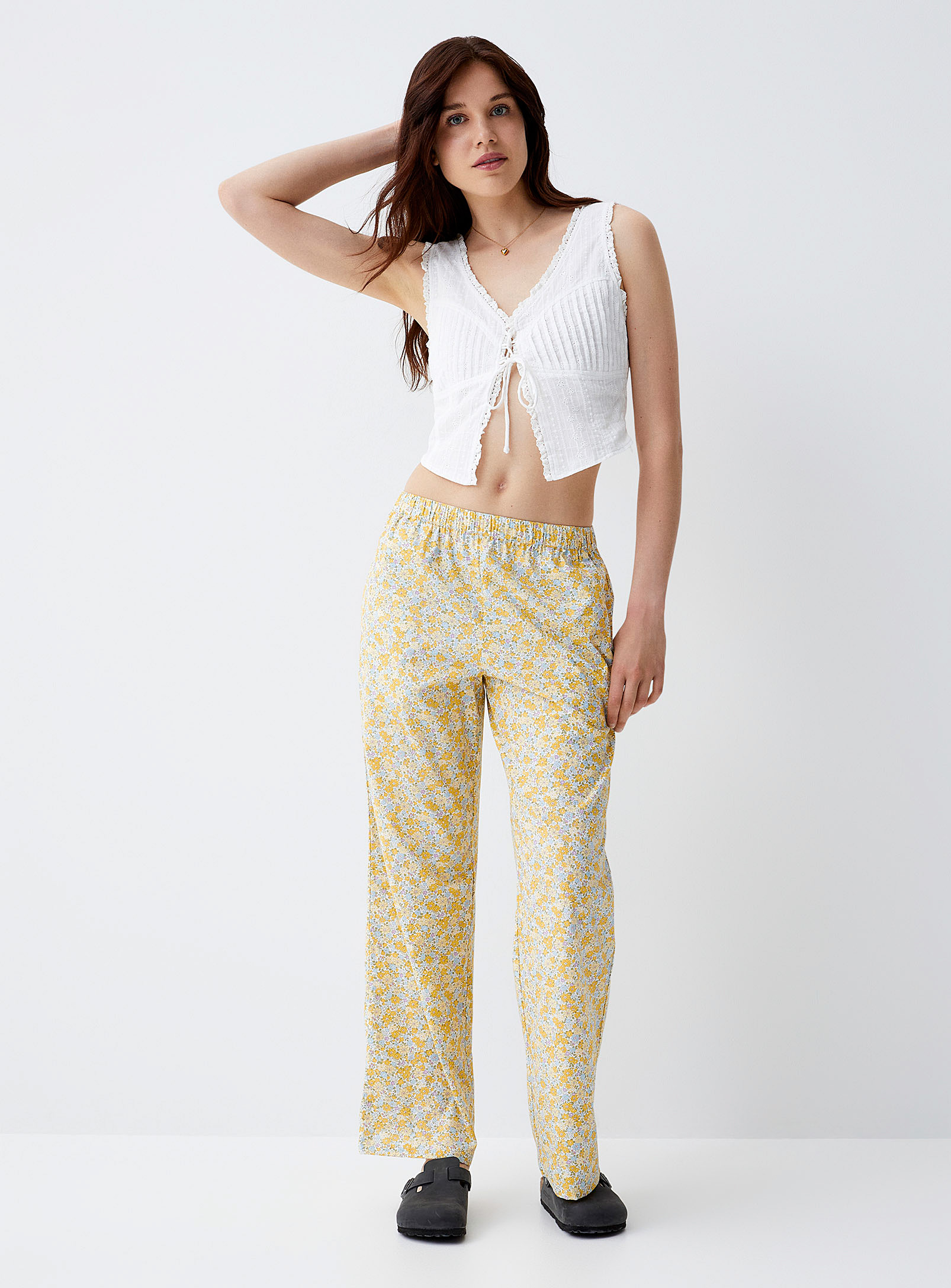 Things Between Yellow Flowers Poplin Pant In Patterned Yellow