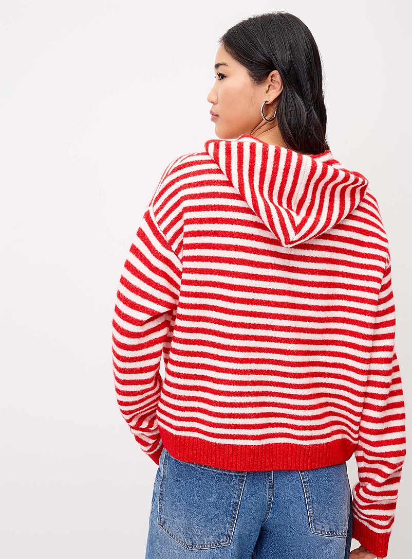 Striped zippered hooded cardigan product image 3