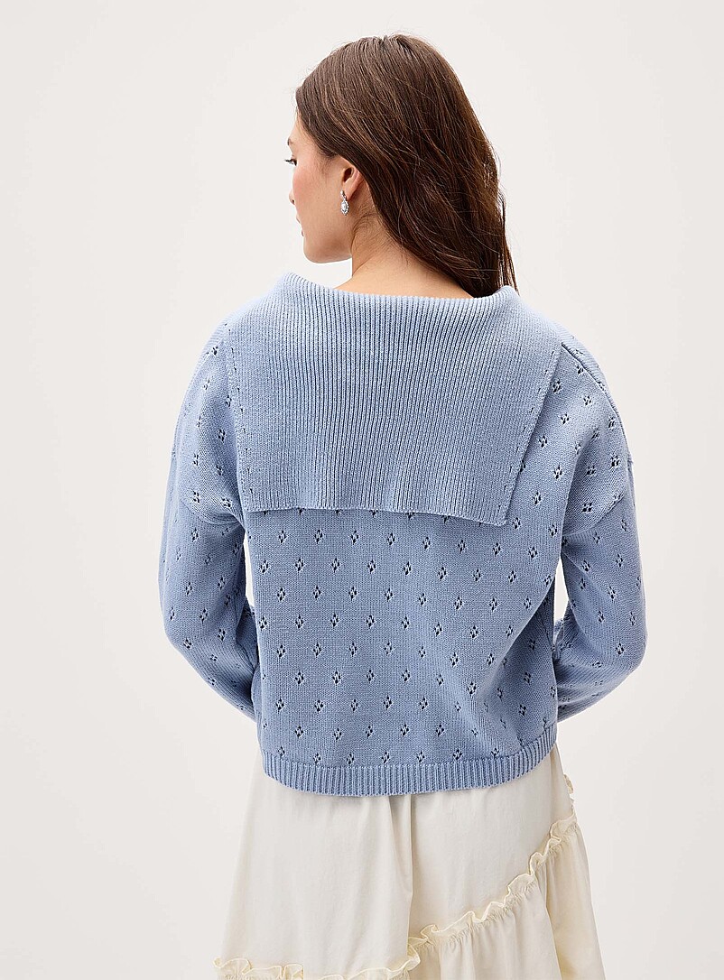 Pointelle knit sailor collar cardigan product image 3