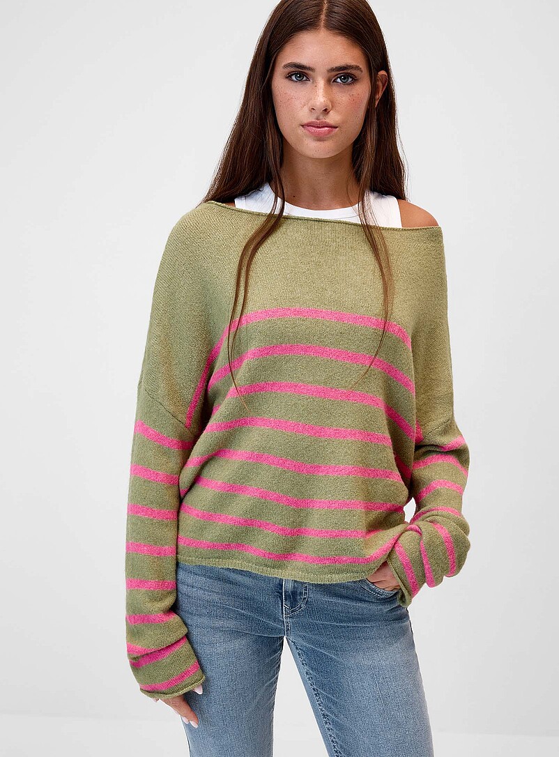 Engineered fuchsia stripe sweater product image (primary)