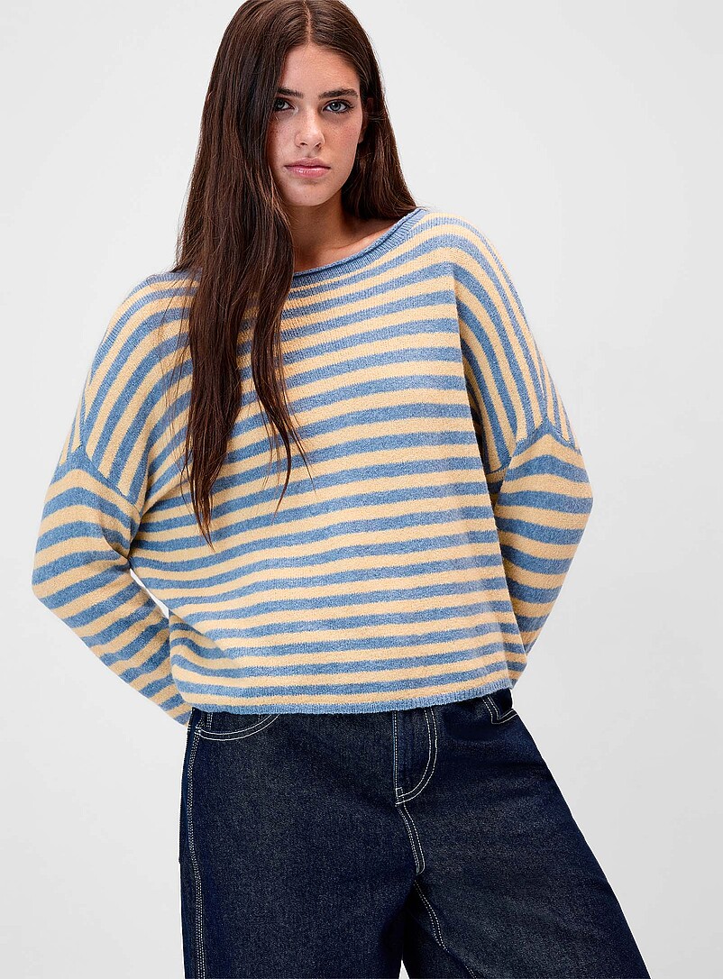 Two-tone stripe sweater product image (primary)