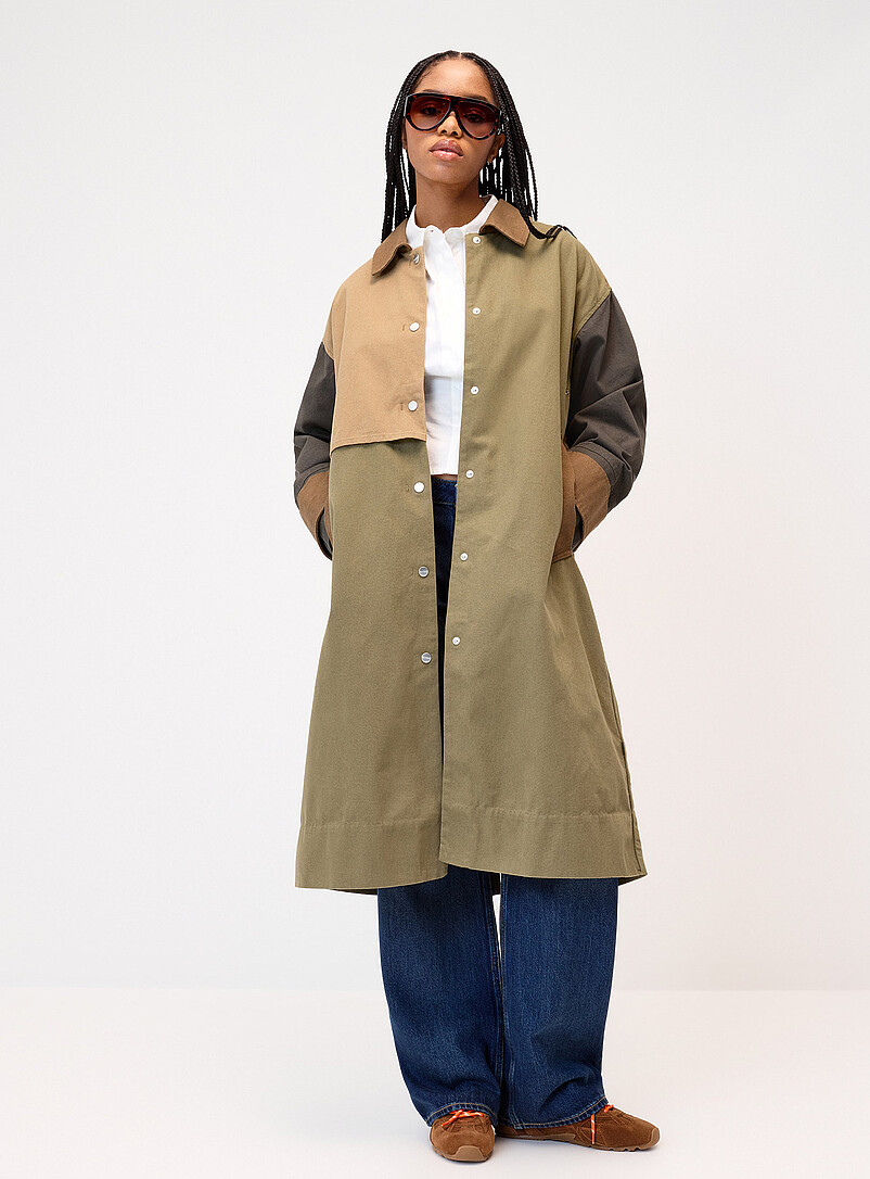 Colour Blocks Organic Cotton Trench Coat