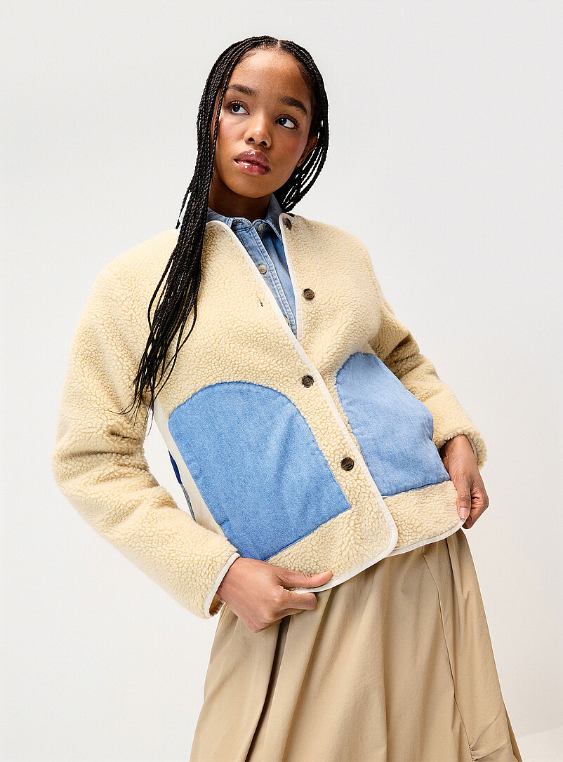 Patchwork high-pile fleece jacket product image 2
