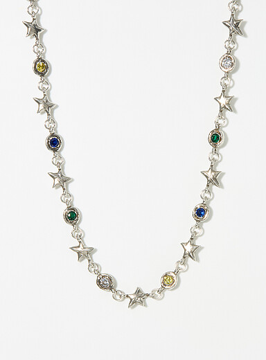 Mixed stone and star necklace