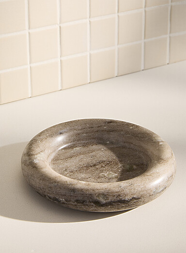 Round genuine marble tray