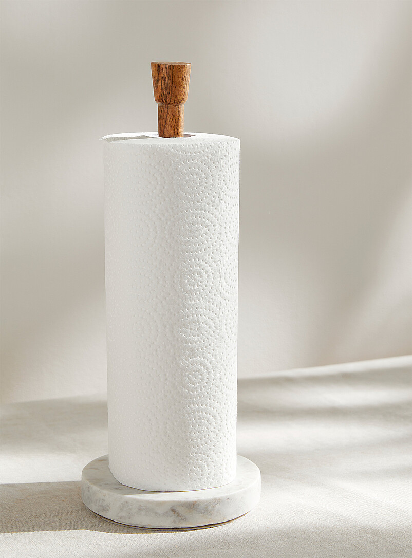 Acacia wood and marble paper towel holder product image 2