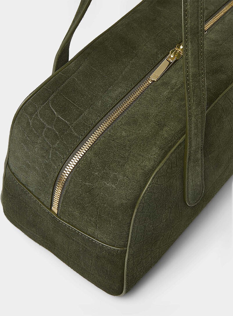 Helios forest green croc-skin suede bag | MANSUR GAVRIEL | Shop