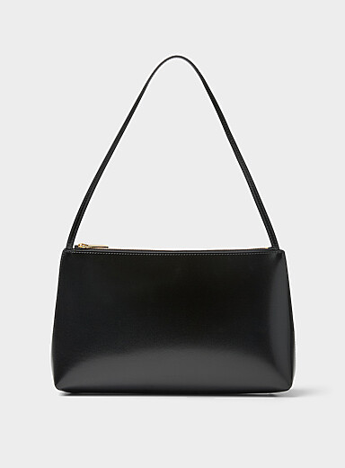 Le sac d'&eacute;paule cuir lisse Gaia noir