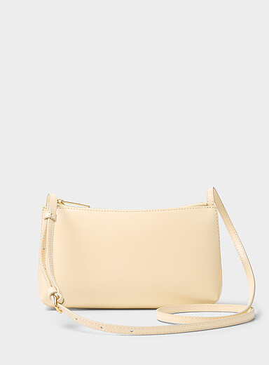 Le sac bandouli&egrave;re cuir lisse Gaia cr&egrave;me