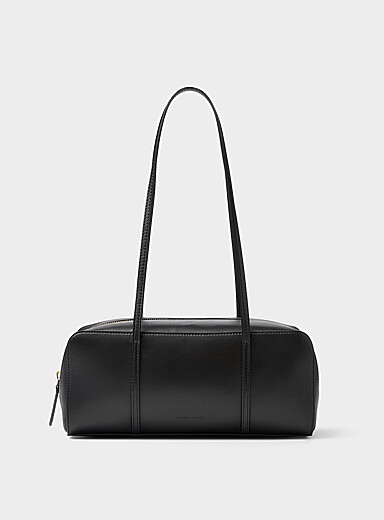 Filo ebony pebbled leather shoulder bag