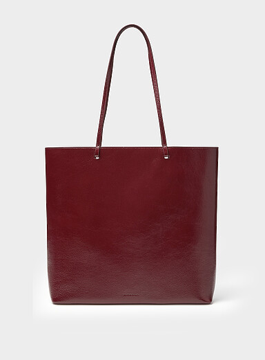 Filo polished burgundy pebbled leather tote bag