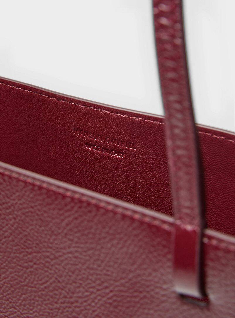 Filo polished burgundy pebbled leather tote bag | MANSUR GAVRIEL