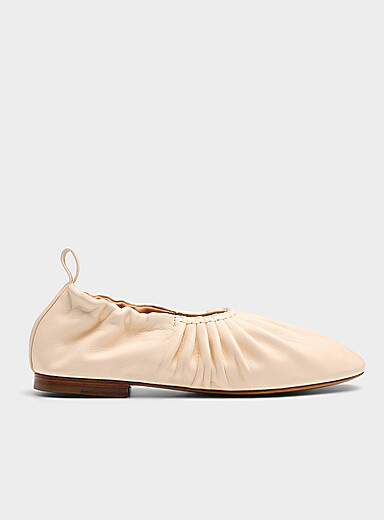 Ruched leather ballet flats Women
