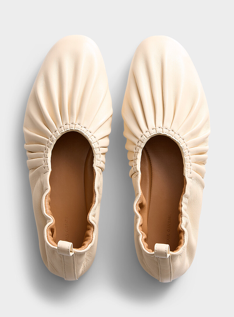 MANSUR GAVRIEL: La ballerine cuir fronc&eacute; Femme Noir pour femme