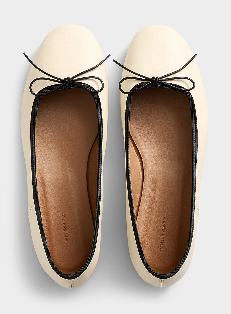 MANSUR GAVRIEL Patterned Ecru Contrasting piping leather ballet flats Women for women