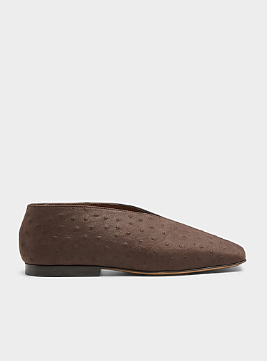 MANSUR GAVRIEL: La ballerine V bout carr&eacute; su&egrave;de textur&eacute; Femme Chocolat - Espresso pour femme