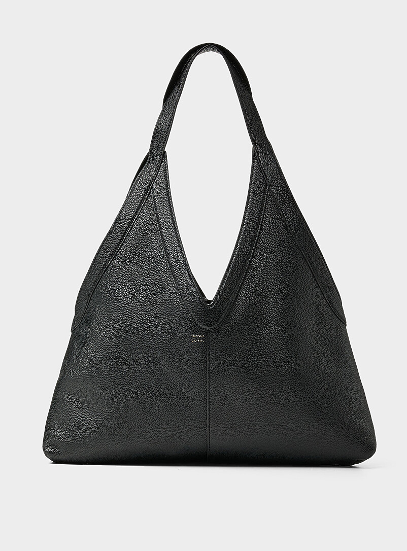 V-shaped cutout supple leather tote bag product image (primary)
