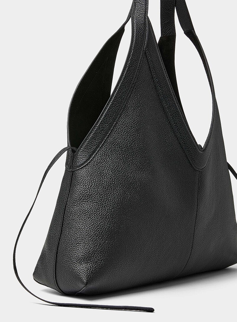 V-shaped cutout supple leather tote bag product image 2