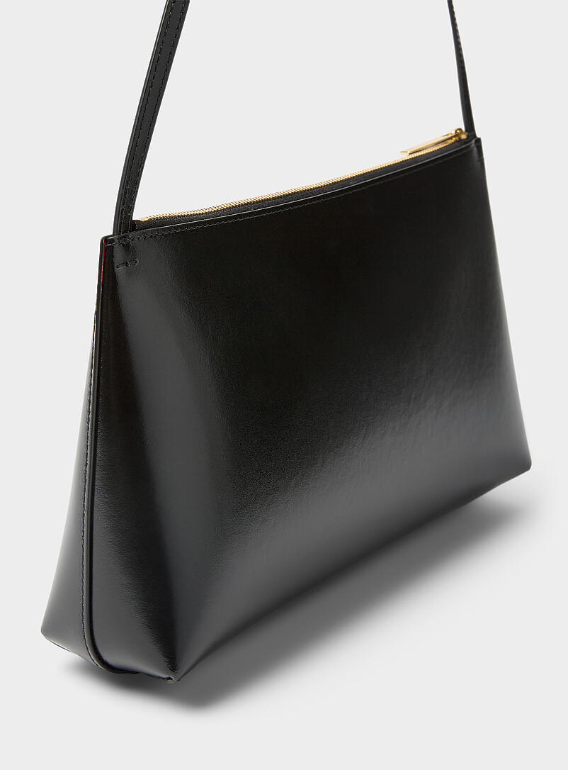 Gaia smooth black leather shoulder bag product image 2
