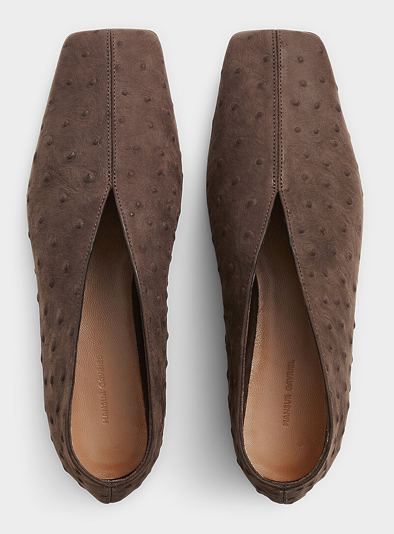 Textured suede square V ballet flats Women product image 3