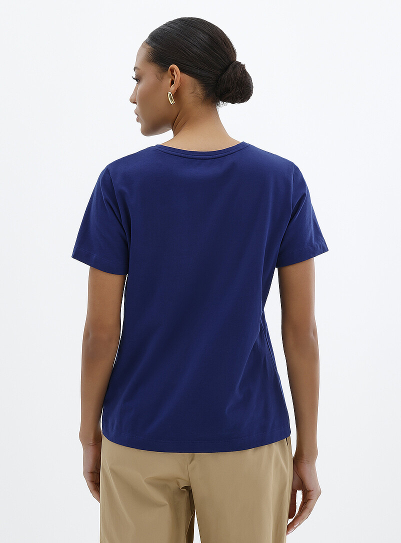 Contemporaine: Le t-shirt imprim&eacute; coton pima Noir &agrave; motifs pour femme