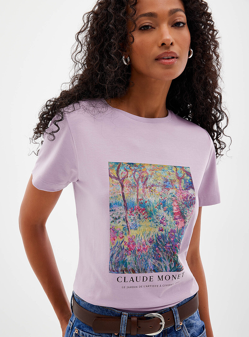 Contemporaine: Le t-shirt Monet coton pima <b>Collection En hommage &agrave; Claude Monet</b> Blanc &agrave; motifs pour femme