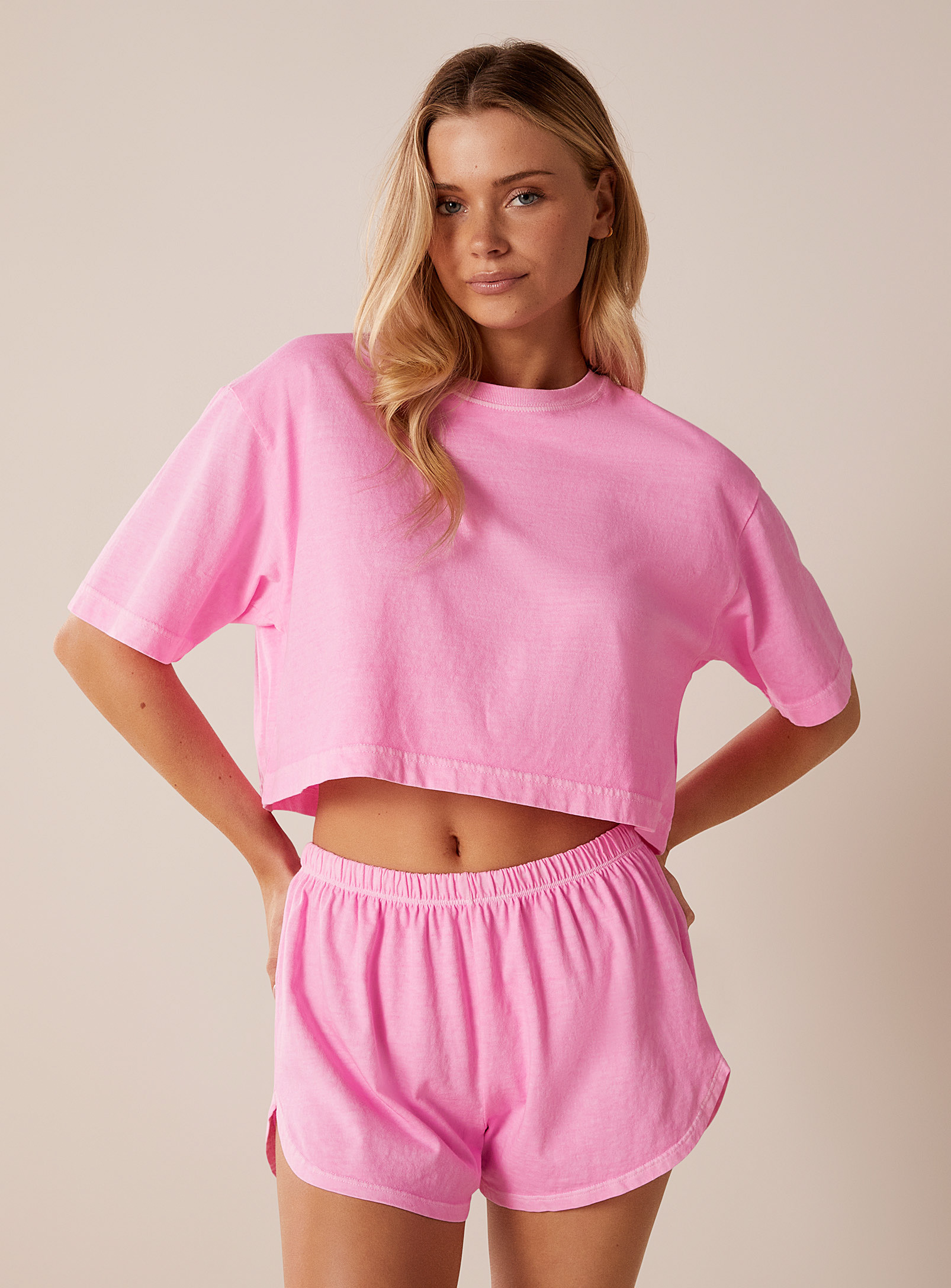 Miiyu X Twik Faded Oversized Lounge Shorts In Pink