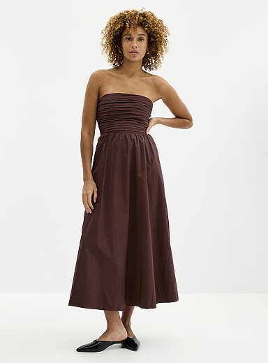 Le robe popeline bustier pliss&eacute; Siara