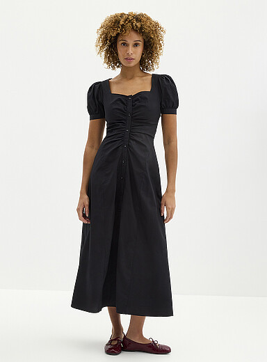 Taryn long buttoned poplin dress