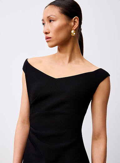 Ever New Black Zaria off-the-shoulder fitted dress for women