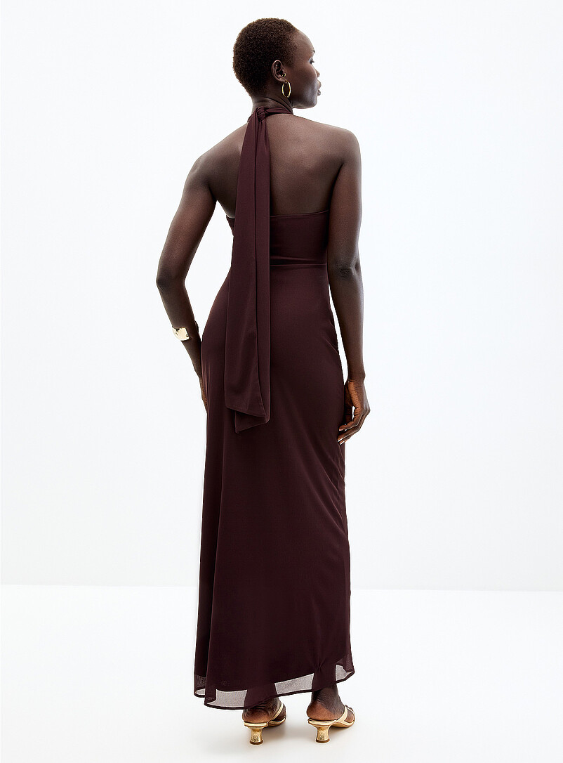 Jayni golden pin long halter dress product image 3
