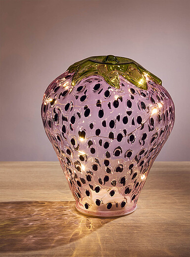 La lampe fraise lumi&egrave;res &agrave; DEL verre teint&eacute;