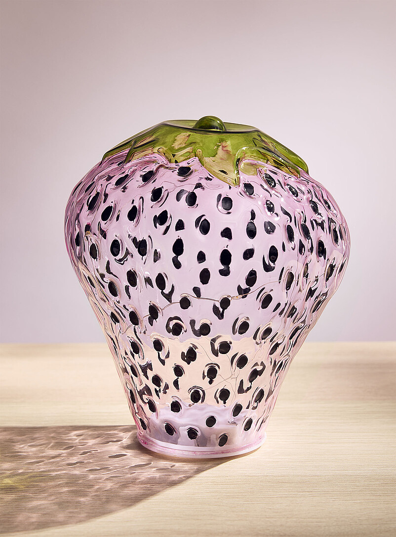 Simons Maison Fuchsia LED light tinted glass strawberry lamp