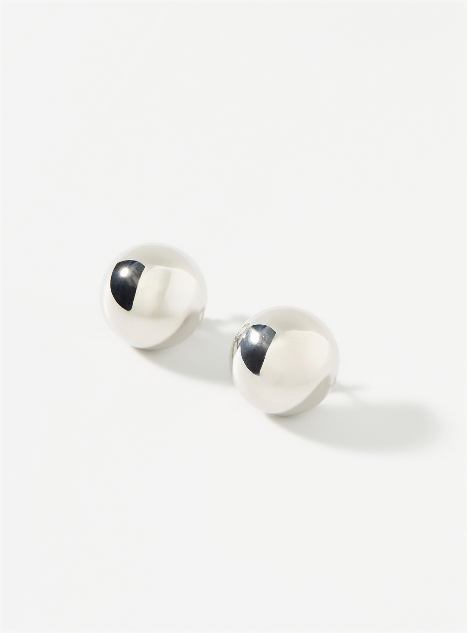 Simons - Women's Silver half-bead earrings