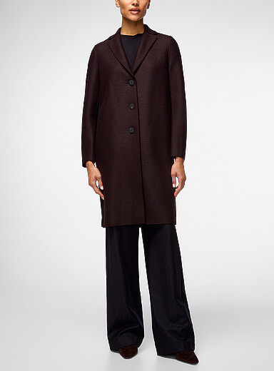 Harris Wharf London Burgundy Pure virgin wool overcoat for women