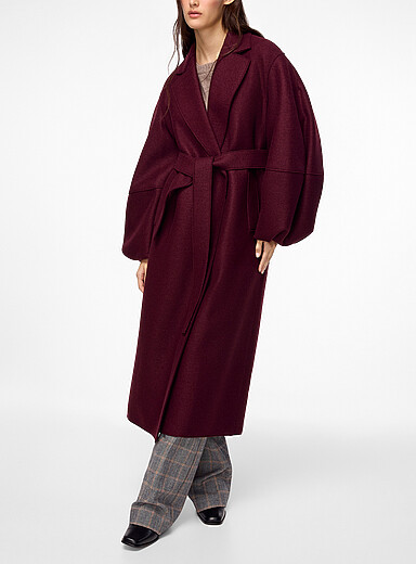Harris Wharf London Copper/Rust Bouffant-sleeve 100% virgin wool overcoat for women